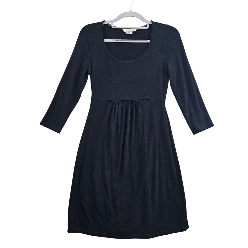 Boden Dress Womens 4R Black Solid Empire Waist Scoop Neck 3/4 Sleeve Jersey LBD
